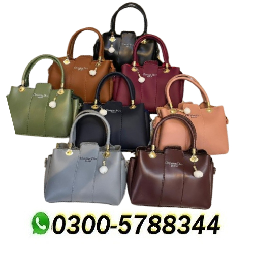 Womens Leather Plain Hand Bag Set