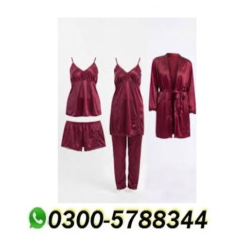 Lina Luxury Bridal Silk 5pcs Nightgown Set