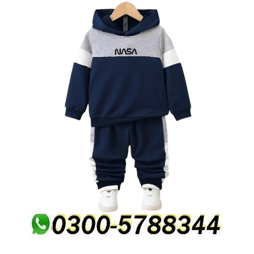 2 Pcs Boy's Fleece Printed Hoodie Tracksuit