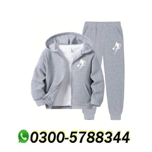 2 Pcs Boy's Fleece Printed Hoodie Tracksuit