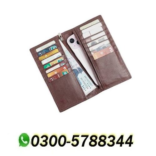 Unisex Vintage Long Fold  Leather Wallet 