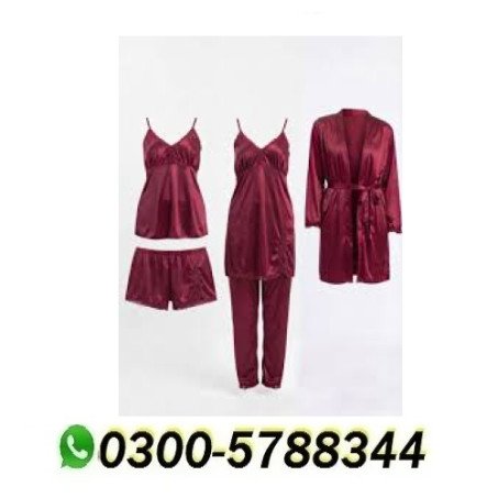 Lina Luxury Bridal Silk 5pcs Nightgown Set