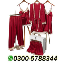 Lina Luxury Bridal Silk 5pcs Nightgown Set